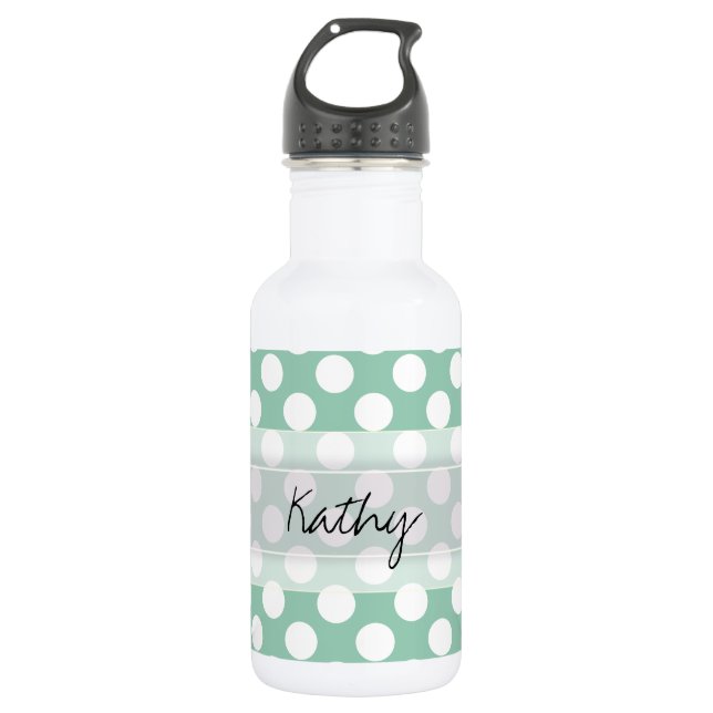 Monogram Mint Green Cute Chic Polka Dot Pattern 532 Ml Water Bottle (Front)