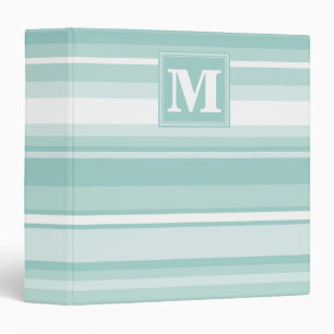 Monogram mint green stripes binder