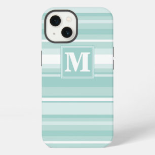 Monogram mint green stripes Case-Mate iPhone case