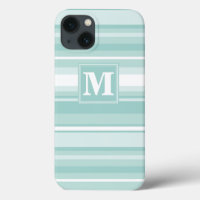 Monogram mint green stripes Case-Mate iPhone case