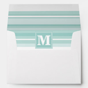 Monogram mint green stripes envelope