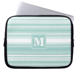 Monogram mint green stripes laptop sleeve