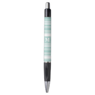 Monogram mint green stripes pen
