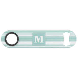 Monogram mint green stripes speed bottle opener
