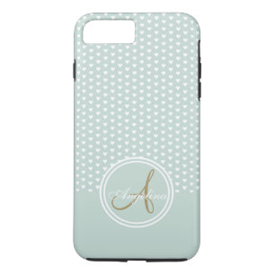 Monogram Mint Hearts Case-Mate iPhone Case