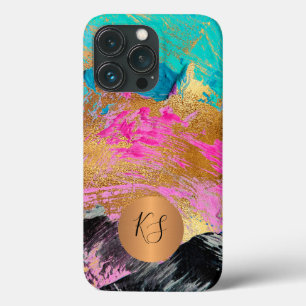 Monogram modern abstract elegant personalized iPhone 13 pro case