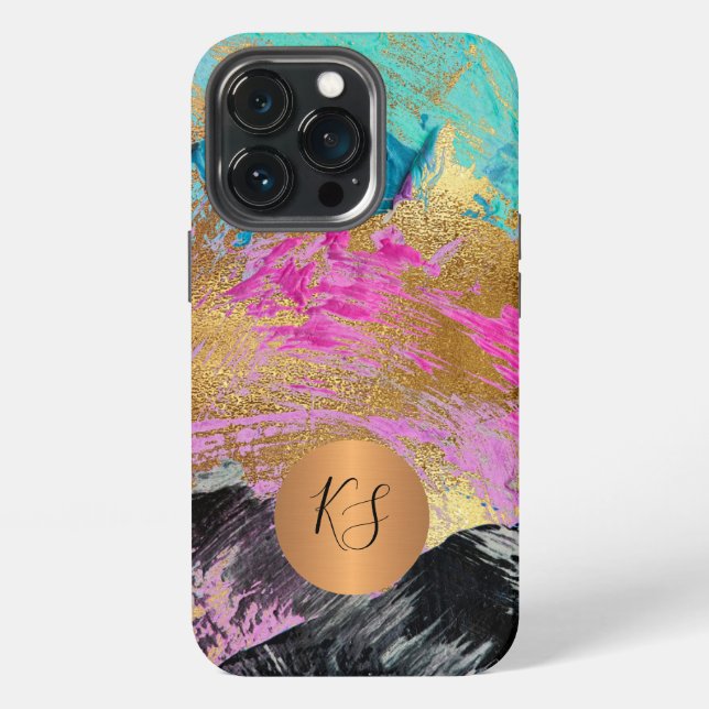 Monogram modern abstract elegant personalized iPhone case (Back)