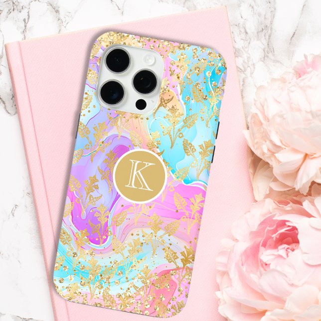 Monogram Modern Abstract Glitter Personalized Case-Mate iPhone Case (Creator Uploaded)