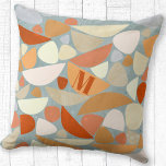 Monogram Modern Abstract Shapes Orange Throw Pillow<br><div class="desc">Abstract mid century modern organic shapes in orange,  sea foam and cream. Original art by Nic Squirrell. Change the monogram initial to personalize.</div>