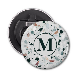 Monogram Modern Abstract Terrazzo Pattern Bottle Opener