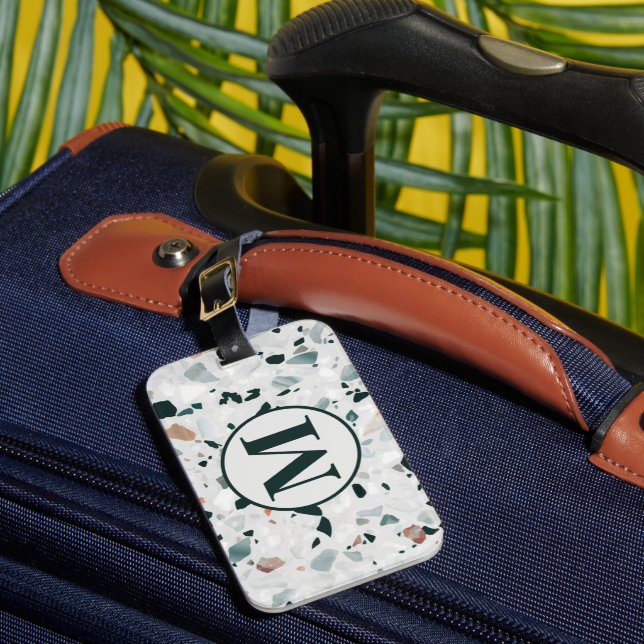 Monogram Modern Abstract Terrazzo Pattern Luggage Tag (Front Insitu 1)