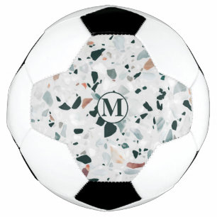 Monogram Modern Abstract Terrazzo Pattern Soccer Ball