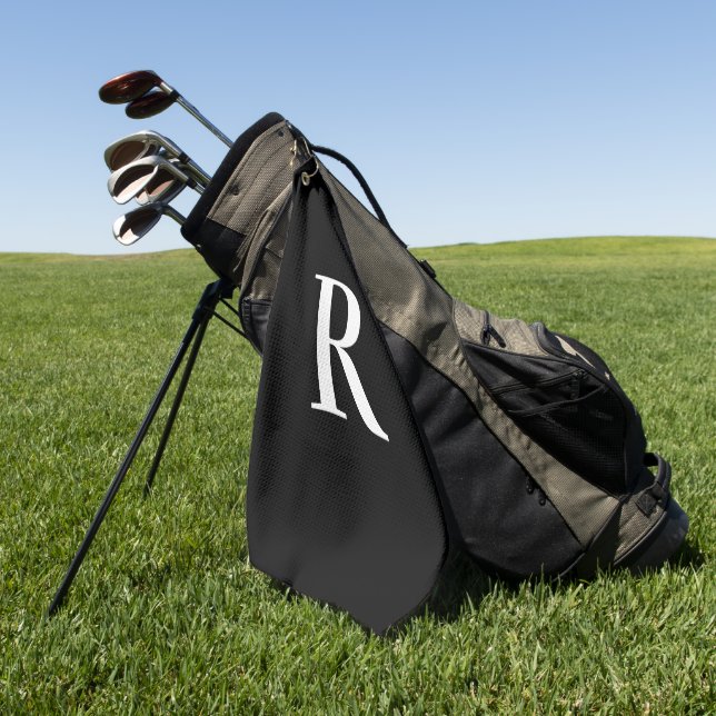 Monogram Modern Black and White Golf Towel (Green)