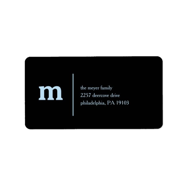 Monogram Modern Black Blue Family Label (Front)