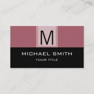 Monogram Modern Black & Deep Puce Background Business Card