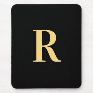 Monogram Modern Black Gold Mouse Pad