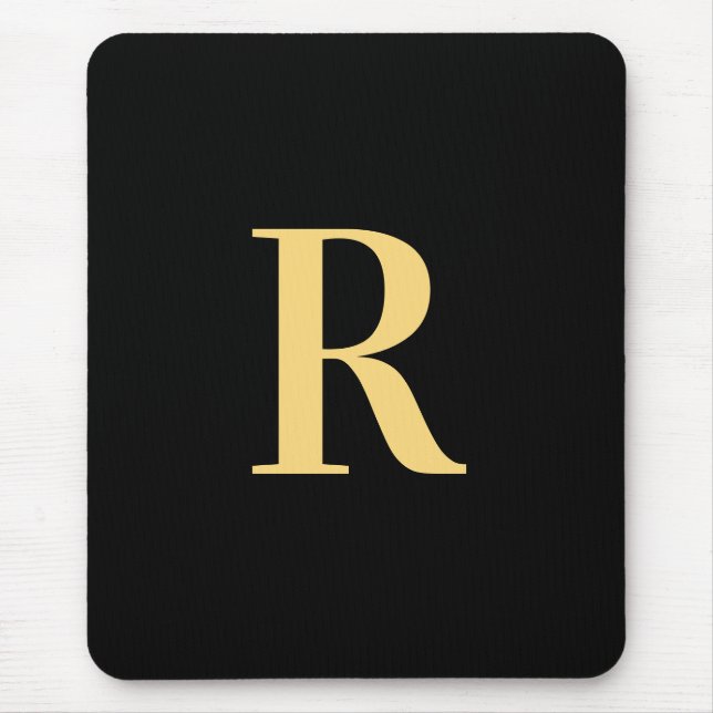Monogram Modern Black Gold Mouse Pad (Front)