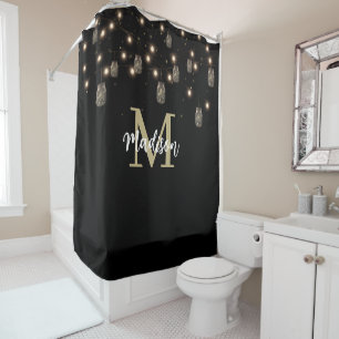 Monogram Modern Black Mason Jar Lights