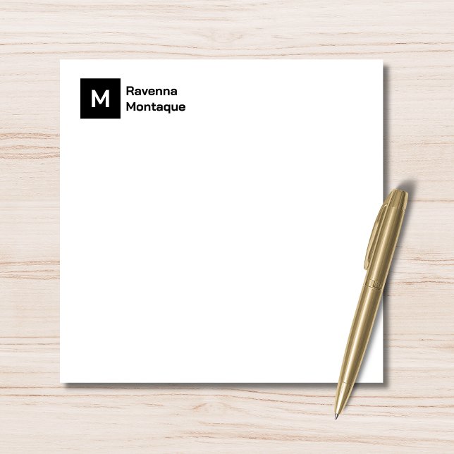 Monogram Modern  Black Personalized Script  Card (Creator Uploaded)