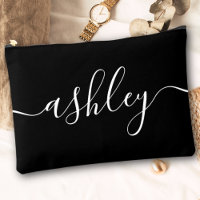 Monogram Modern Black Script Name Stylish Trendy