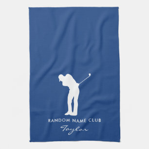 Monogram Modern Blue Club Name Kitchen Towel