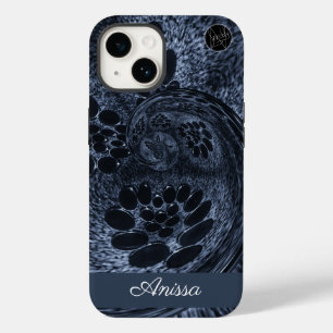 Monogram Modern Blue Denim Swirl Plus Pro Max) Case-Mate iPhone 14 Case