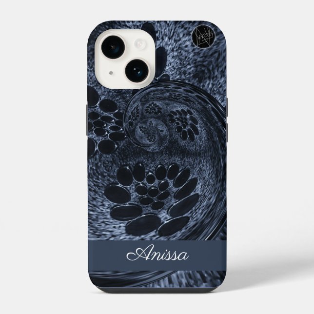 Monogram Modern Blue Denim Swirl Plus Pro Max  iPhone Case (Back)