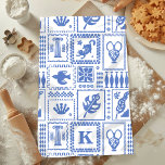 Monogram Modern Blue White Abstract Pattern Kitchen Towel<br><div class="desc">Monogram Modern Blue White Abstract Pattern Kitchen Towel features a pattern of abstract objects with your custom monogram in the centre. Perfect gift for her for Christmas,  birthday,  Mother's Day and more whether girlfriend,  sister,  mother,  friends. Created by Evco Studio www.zazzle.com/store/evcostudio</div>