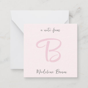 Monogram Modern Blush Pink Minimalist Card