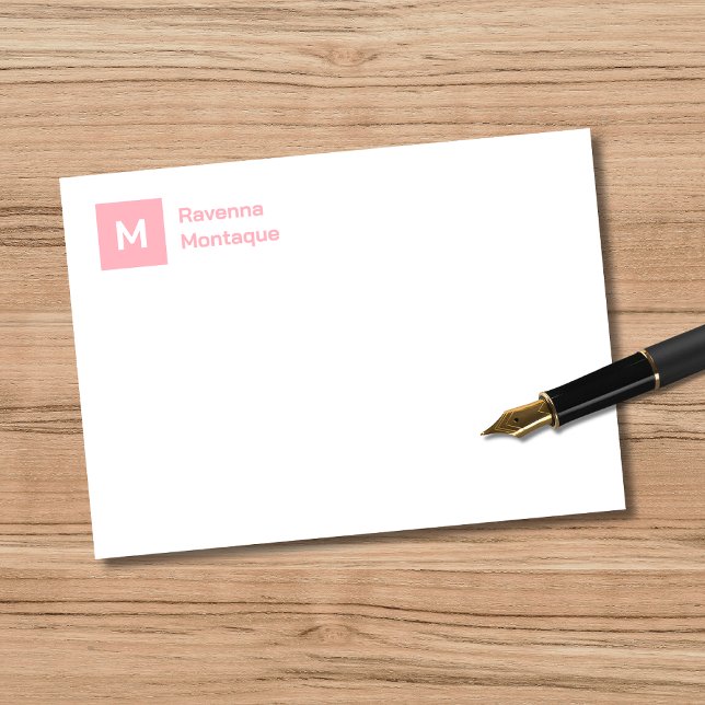 Monogram Modern Blush Pink Personalized Script  Card (Creator Uploaded)