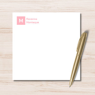 Monogram Modern Blush Pink Personalized Script Card