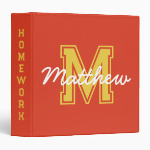 Monogram Modern Boy Preppy Back-To-School Homework Binder