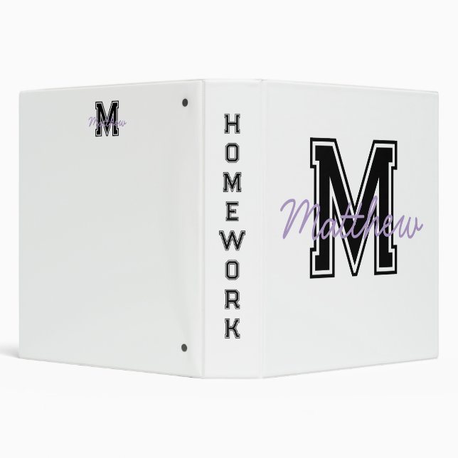 Monogram Modern Boy Preppy Back-To-School Homework Binder (Background)