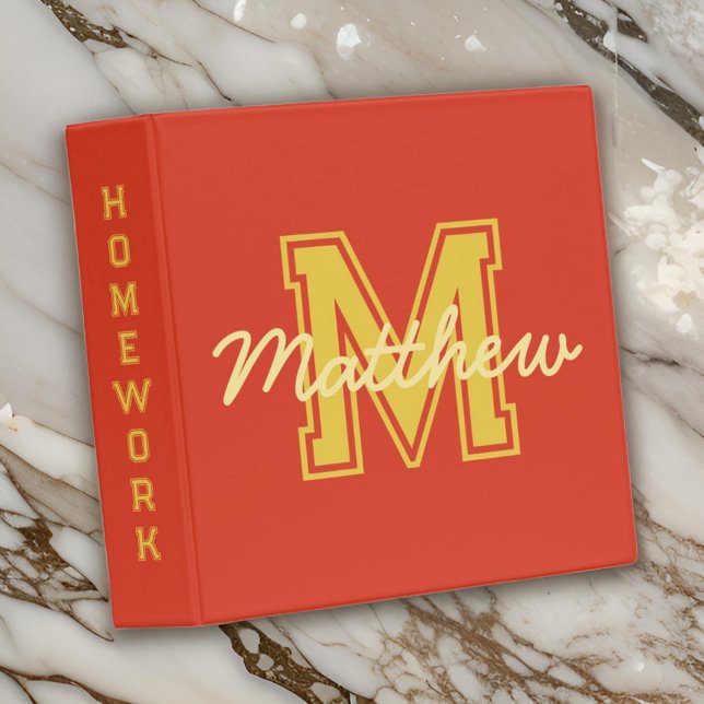 Monogram Modern Boy Preppy Back-To-School Homework Binder (Creator Uploaded)