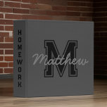 Monogram Modern Boy Preppy Back-To-School Homework Binder<br><div class="desc">Get ready for school! Add your monogram and name. Add the binder function on the spine. This design is timeless,  modern and preppy.</div>