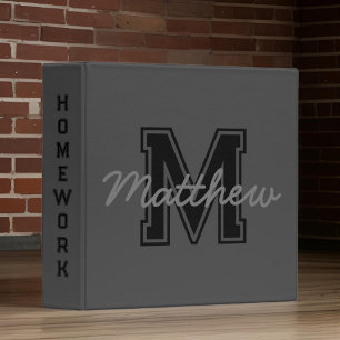 Monogram Modern Boy Preppy Back-To-School Homework Binder