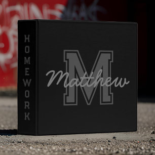 Monogram Modern Boy Preppy Back-To-School Homework Binder