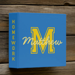 Monogram Modern Boy Preppy Back-To-School Homework Binder