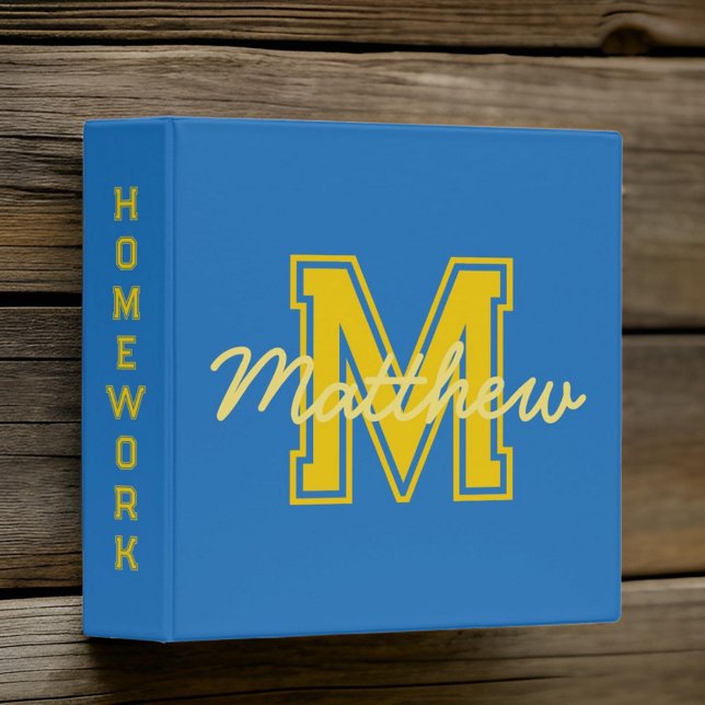 Monogram Modern Boy Preppy Back-To-School Homework Binder (Creator Uploaded)