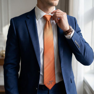 Monogram Modern Brushed Copper Metallic Pattern Tie