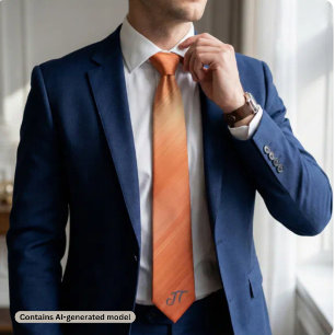 Monogram Modern Brushed Copper Metallic Pattern Tie