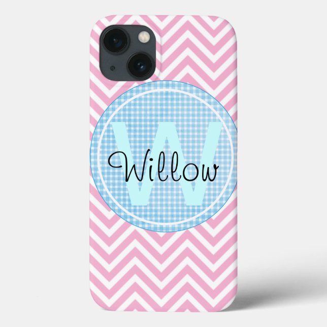 Monogram Modern Chevron Pattern Geometric Art Name Case-Mate iPhone Case (Back)