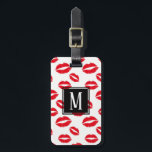Monogram Modern Chic Red Lips Pattern Luggage Tag<br><div class="desc">Monogram Modern Chic Red Lips Pattern Luggage Tags.</div>