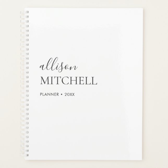 Monogram Modern Chic Script Calligraphy Planner (Front)