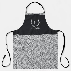 Monogram Modern Chic Stylish Greek Key Pattern Apron