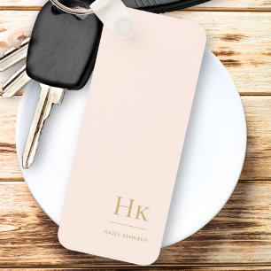 Monogram Modern Classic Minimalist Blush Gold Keychain