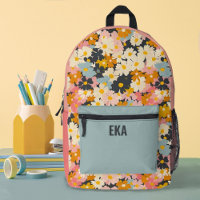 Monogram Modern Colourful Floral Girls School