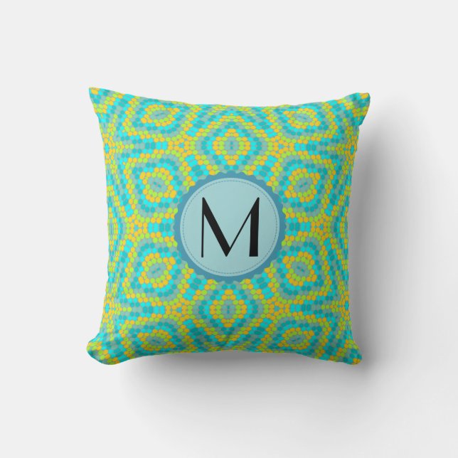Monogram Modern Colourful Stars Pattern Throw Pillow (Front)