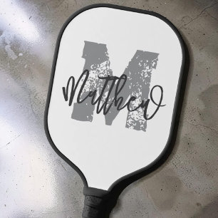 Monogram Modern Cool Grunge Add Your Name Pickleball Paddle