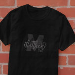 Monogram Modern Cool Grunge Add Your Name T-Shirt<br><div class="desc">Get ready for school! Add your monogram and name. This design is timeless,  modern and grunge.</div>